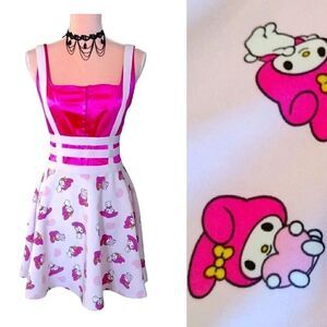 Sanrio Pink My Melody Strappy Suspender Mini Scuba Skirt Dress Small